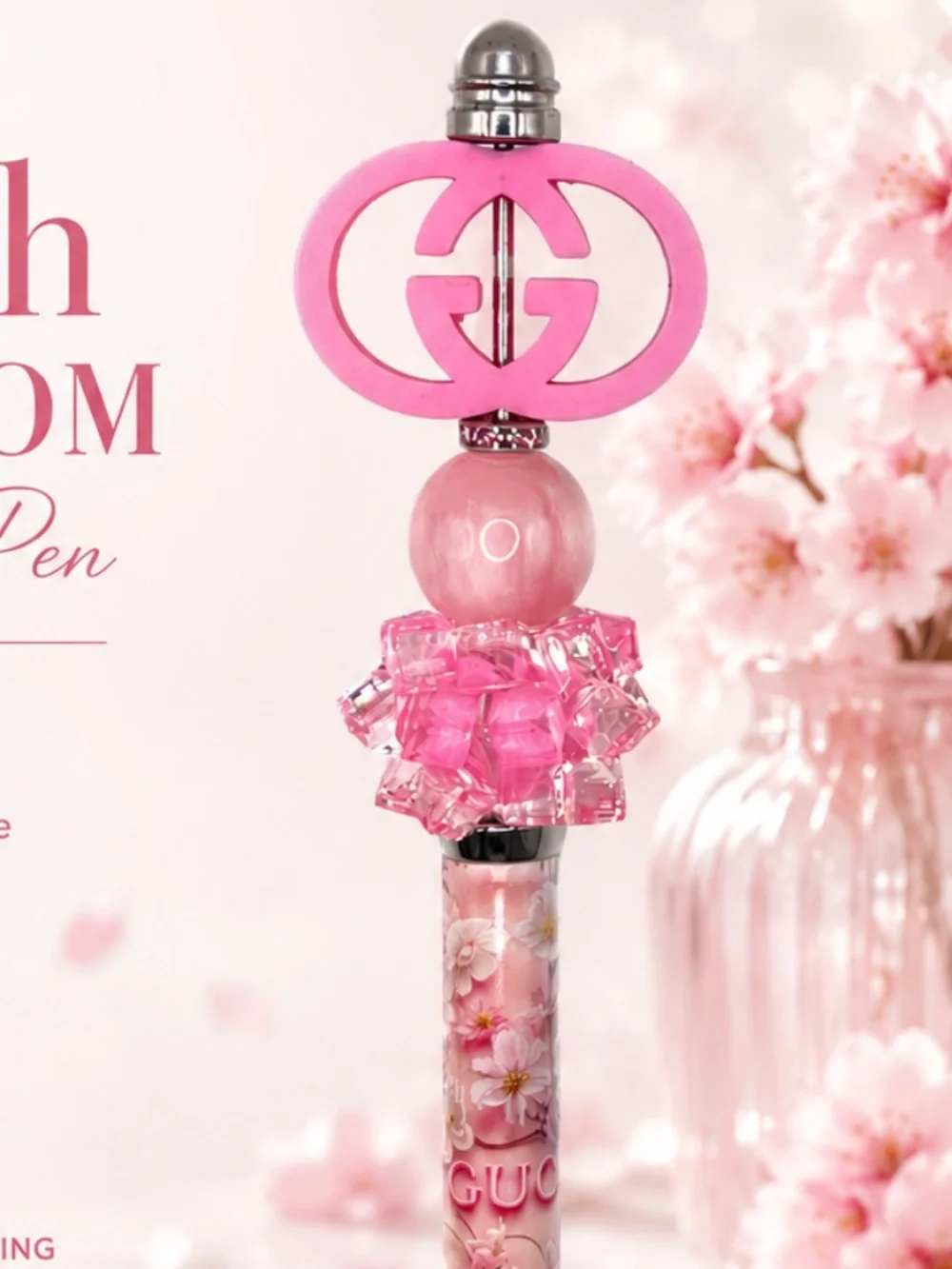 Pink Blossom Crystal Beaded Pen
